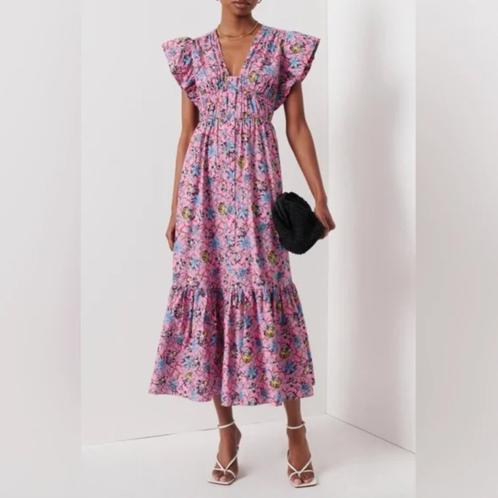 Derek Lam 10 Crosby Greta ruffled pink floral print dress women’s size 6